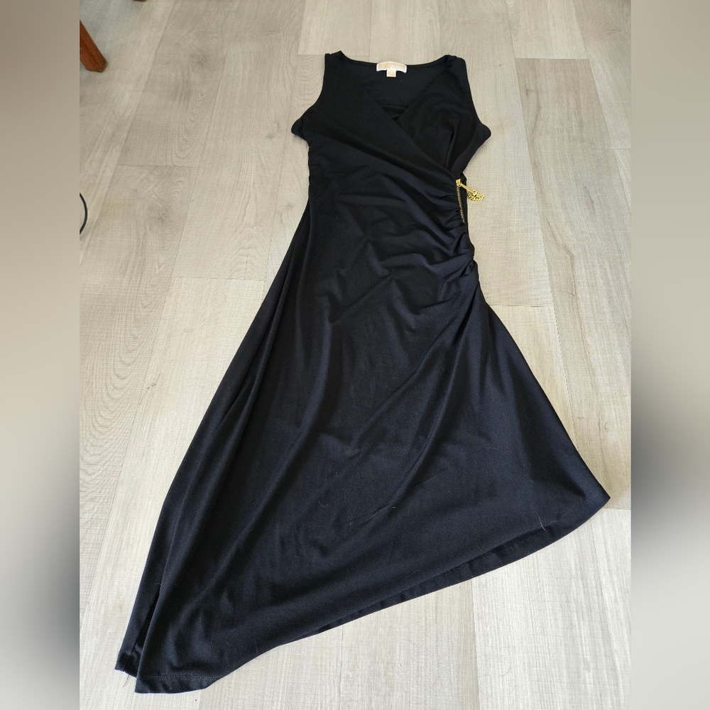Michael Kors Black and Gold Asymmetrical Dress